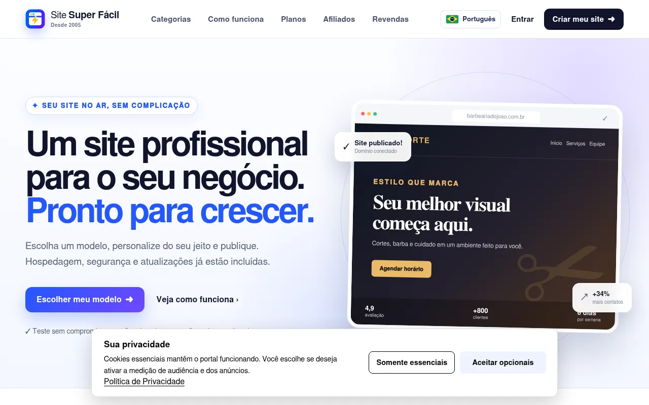 Screenshot of sitesuperfacil.com.br