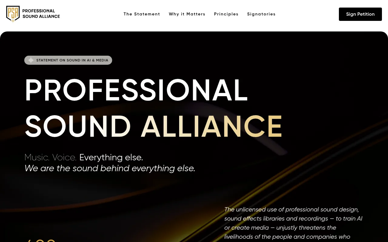 Screenshot of professionalsoundalliance.org