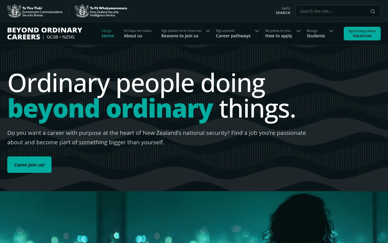 Screenshot of beyondordinary.nzic.govt.nz