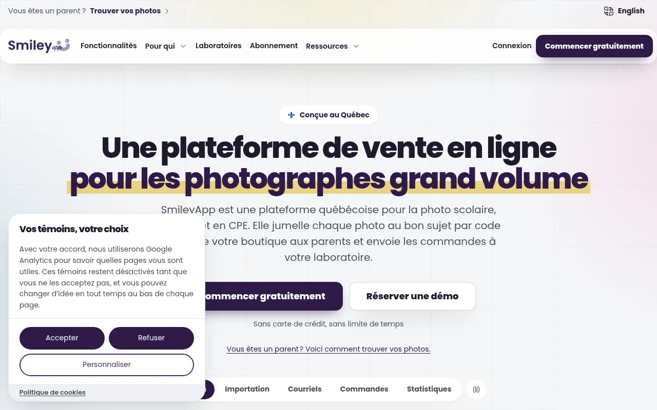 Screenshot of apercu.smileyapp.ca