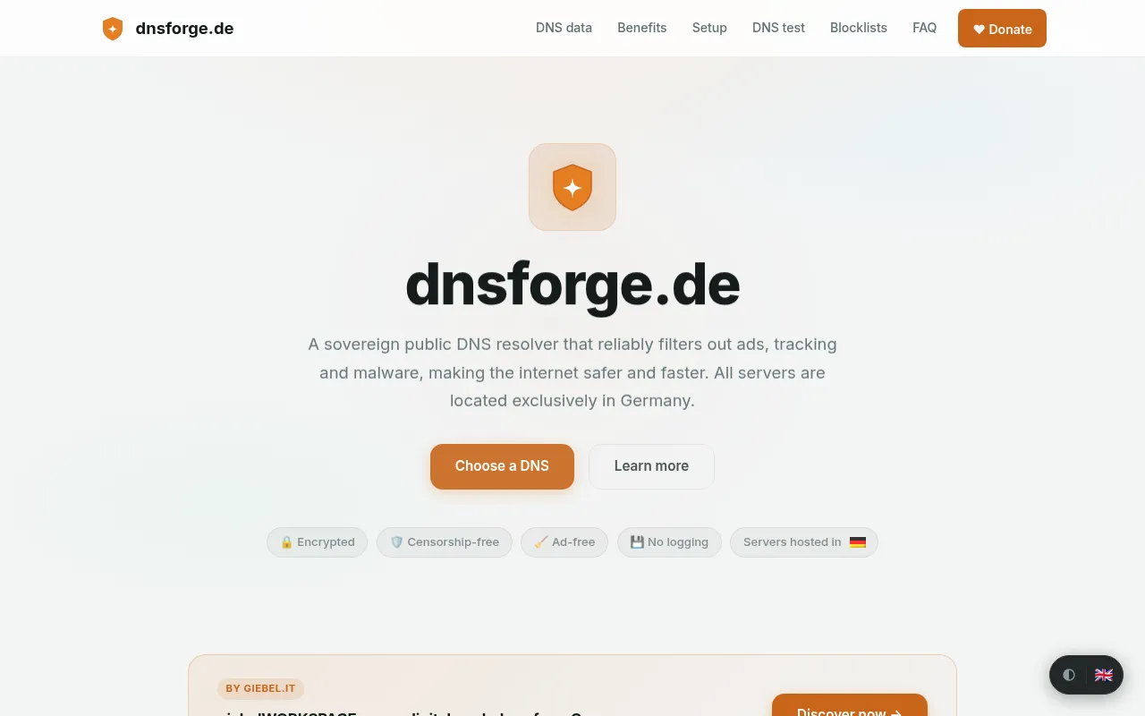 Screenshot of dnsforge.de