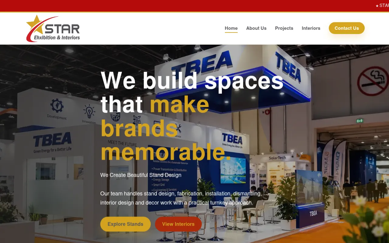 Screenshot of starexhibitioninteriors.com