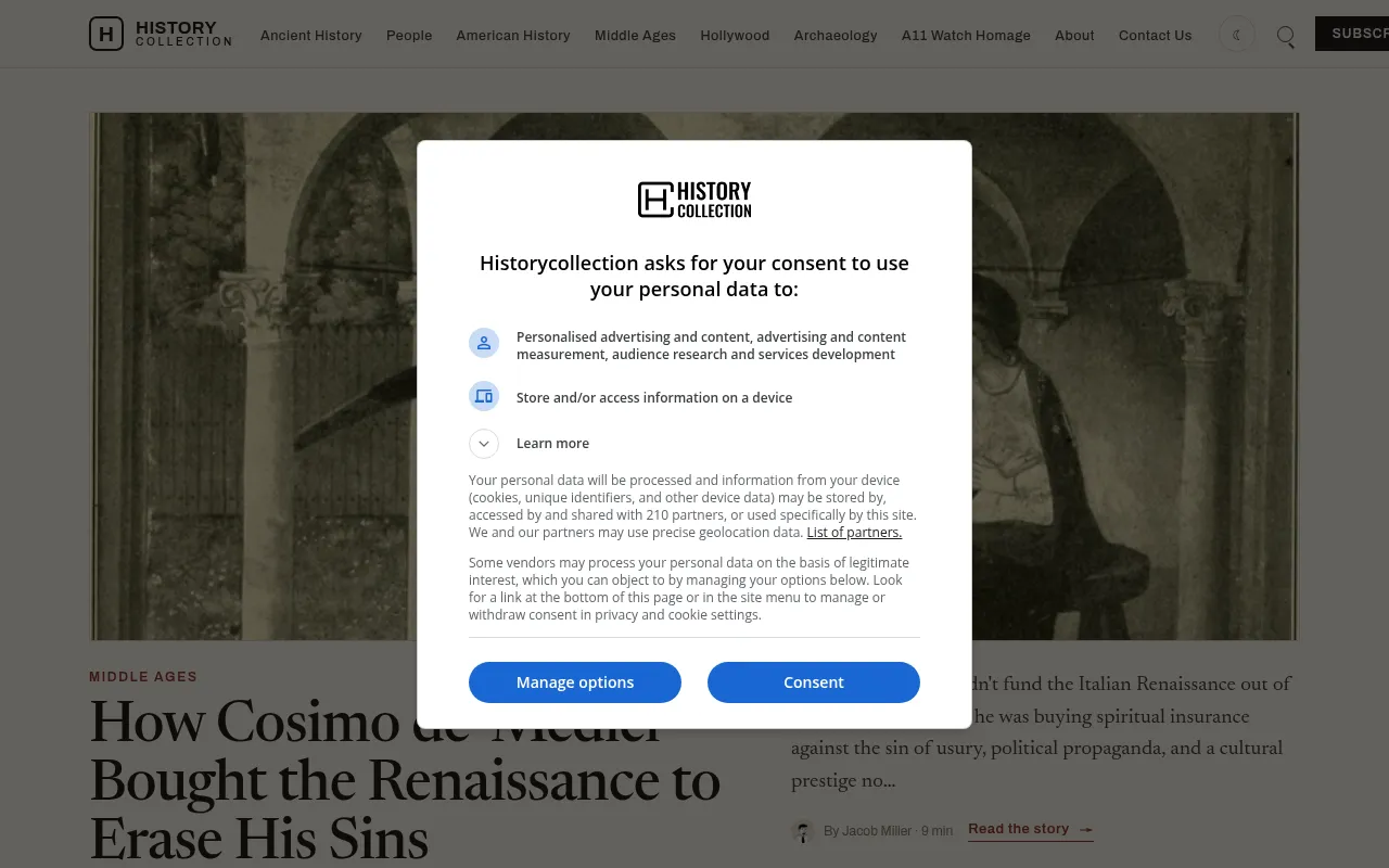 Screenshot of historycollection.com