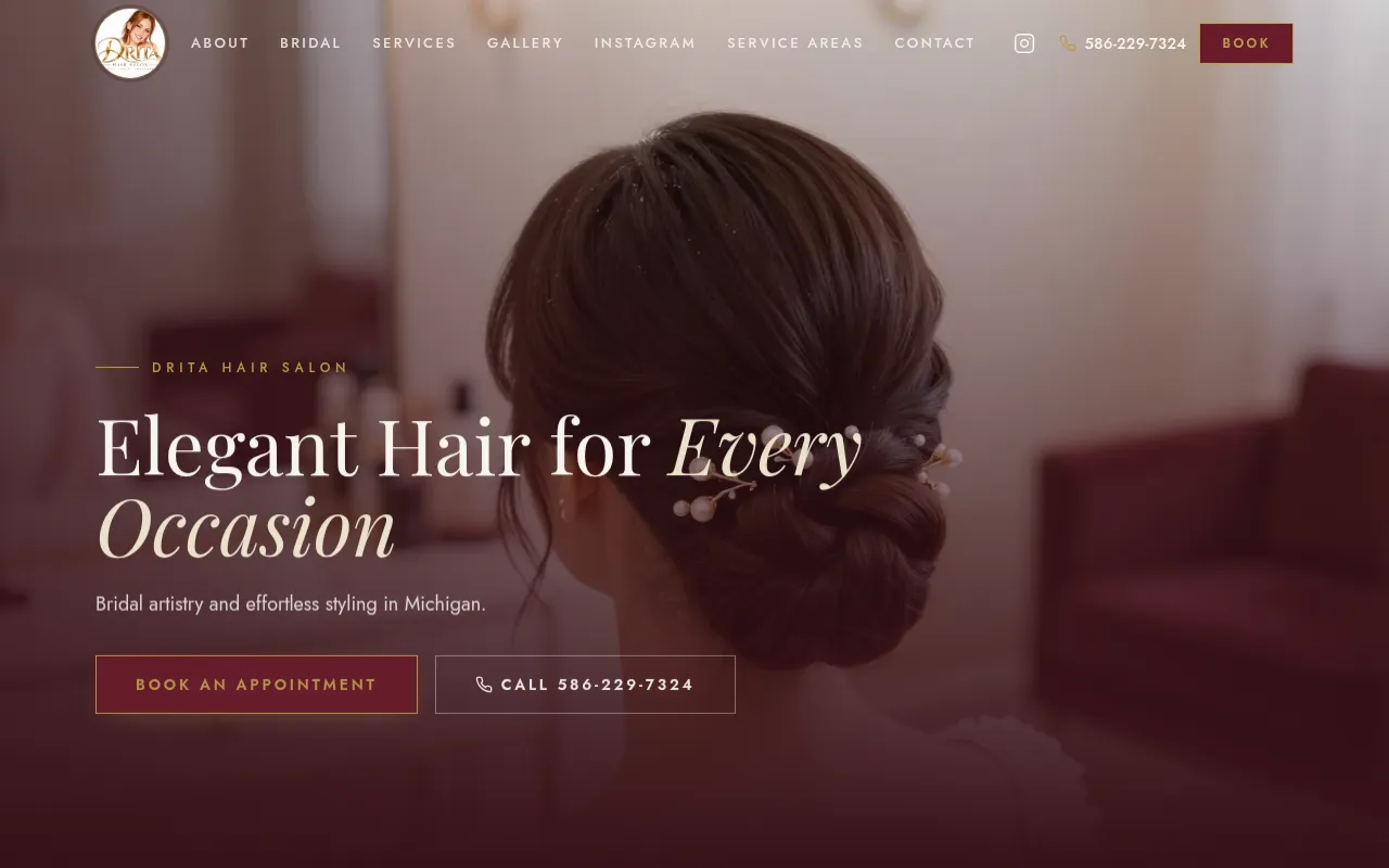 Screenshot of hairbydrita.com