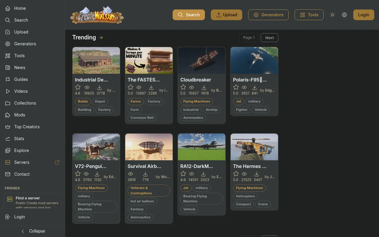 Screenshot of createmod.com