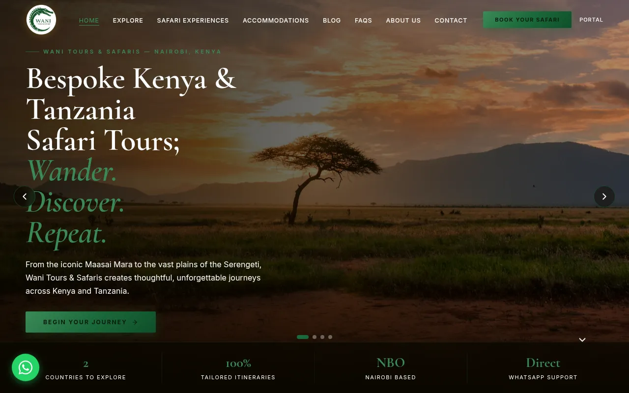Screenshot of wanitours.com