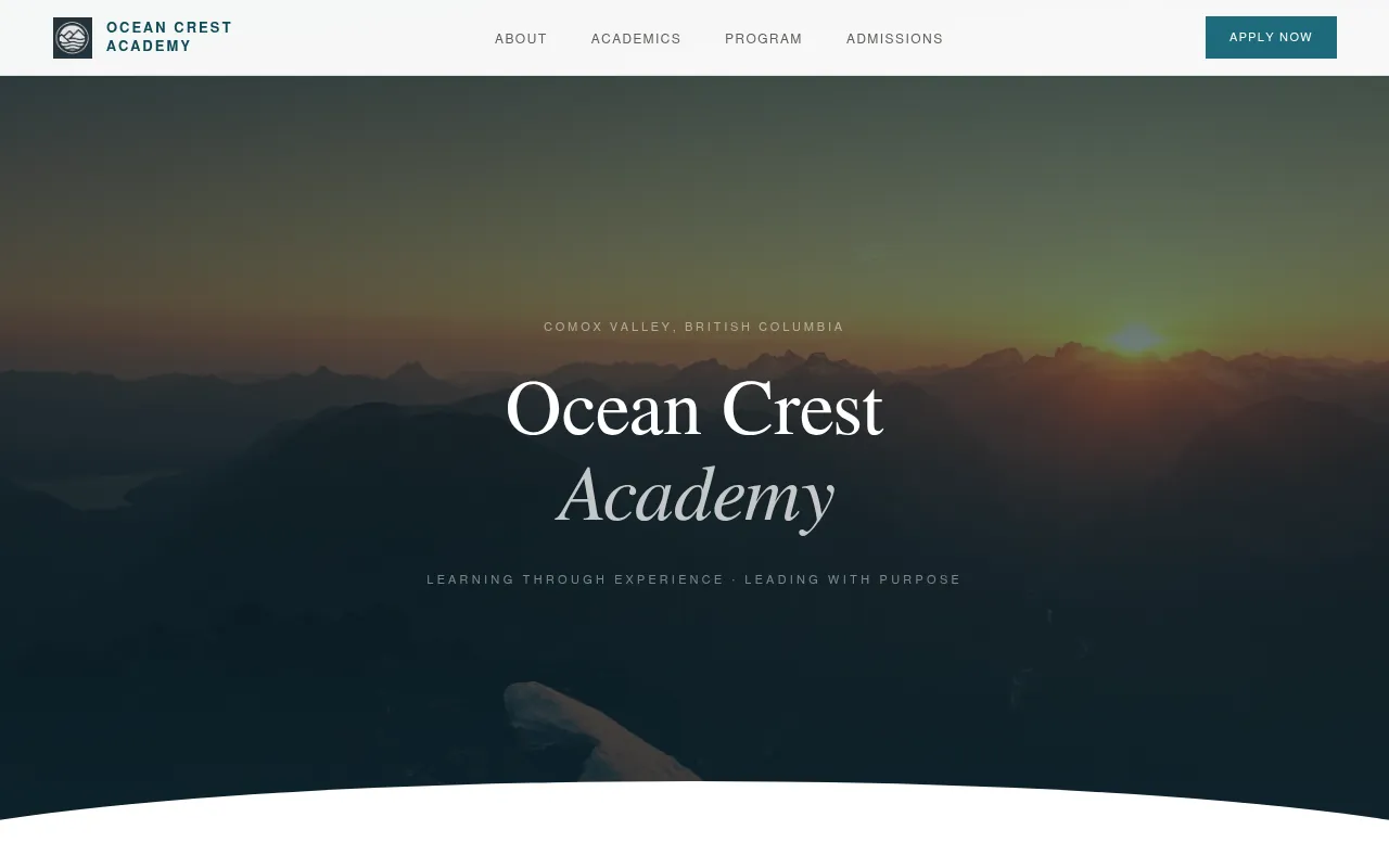 Screenshot of oceancrestacademy.ca