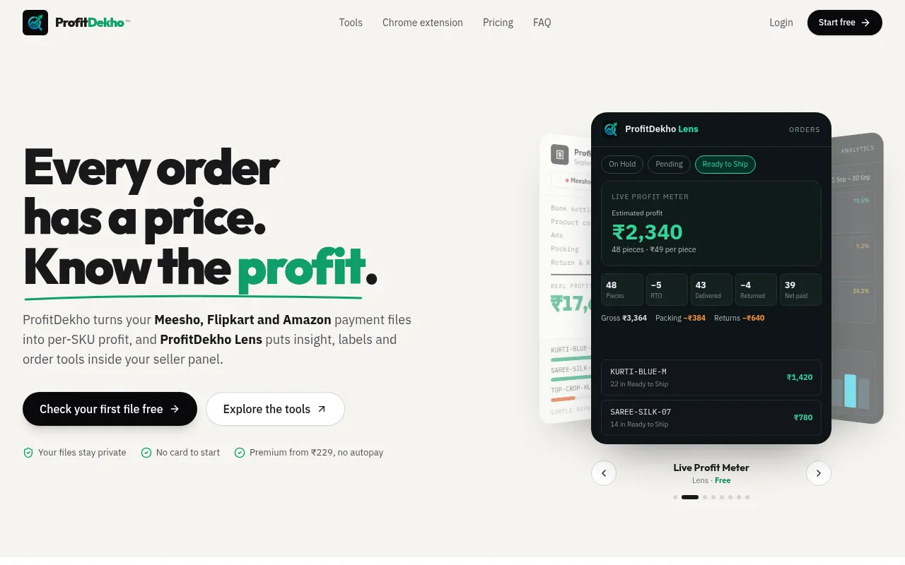 Screenshot of profitdekho.in