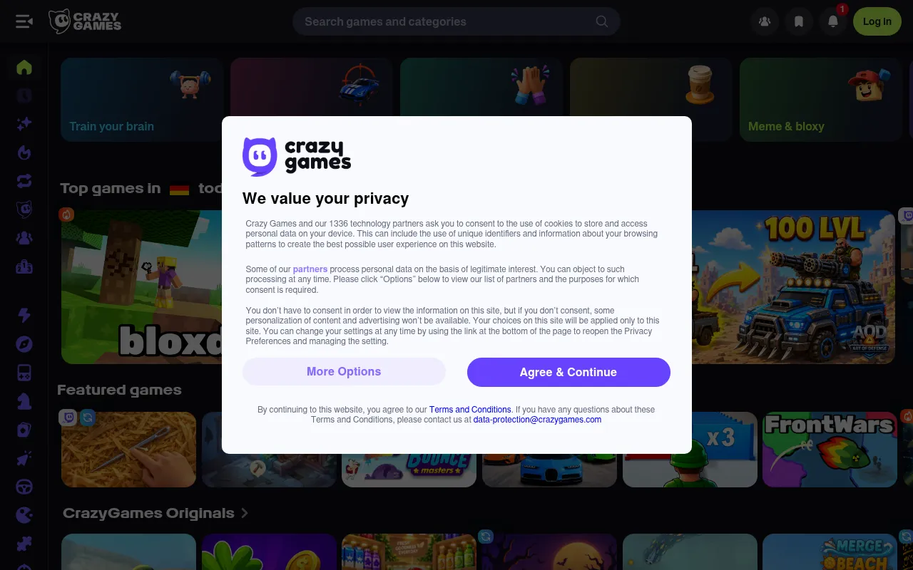Screenshot of crazygames.com