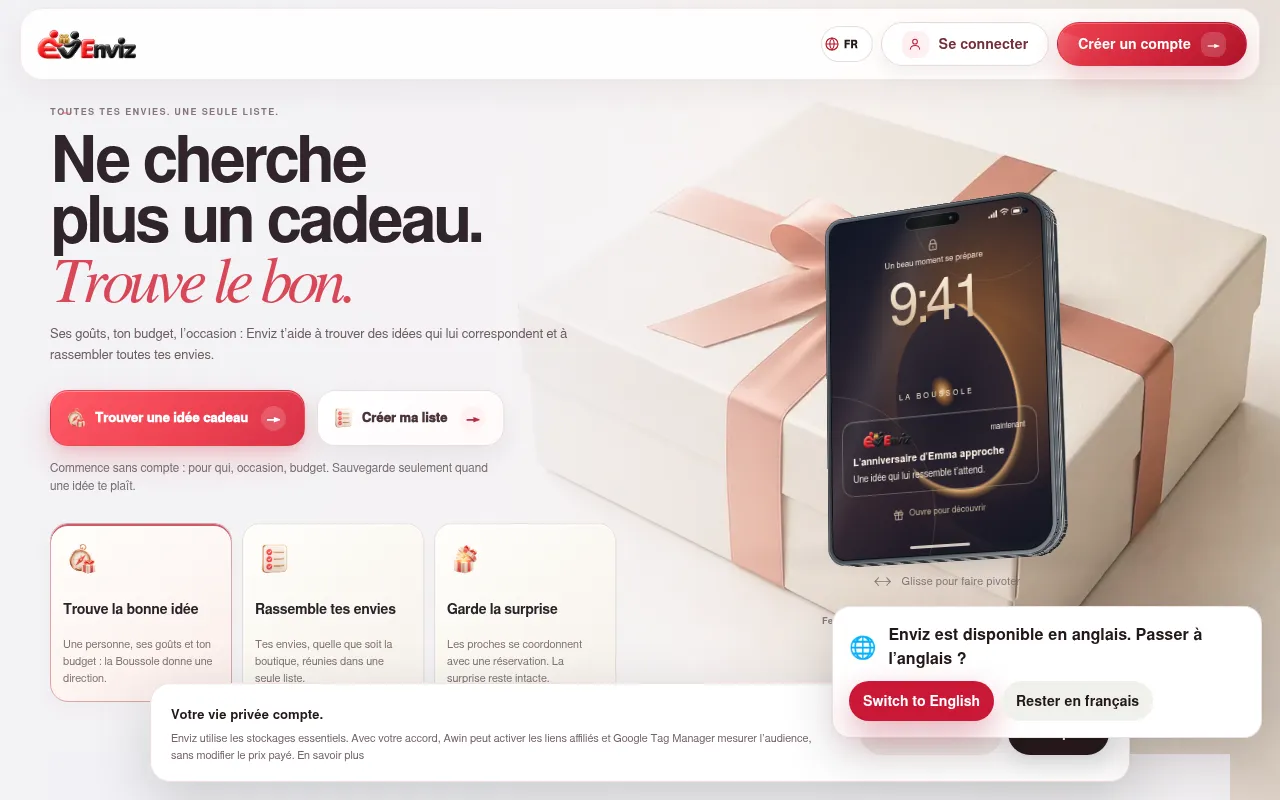 Screenshot of enviz.fr