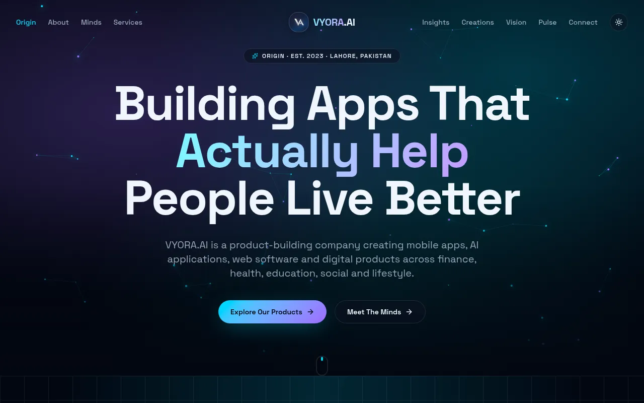 Screenshot of vyora-ai.technology