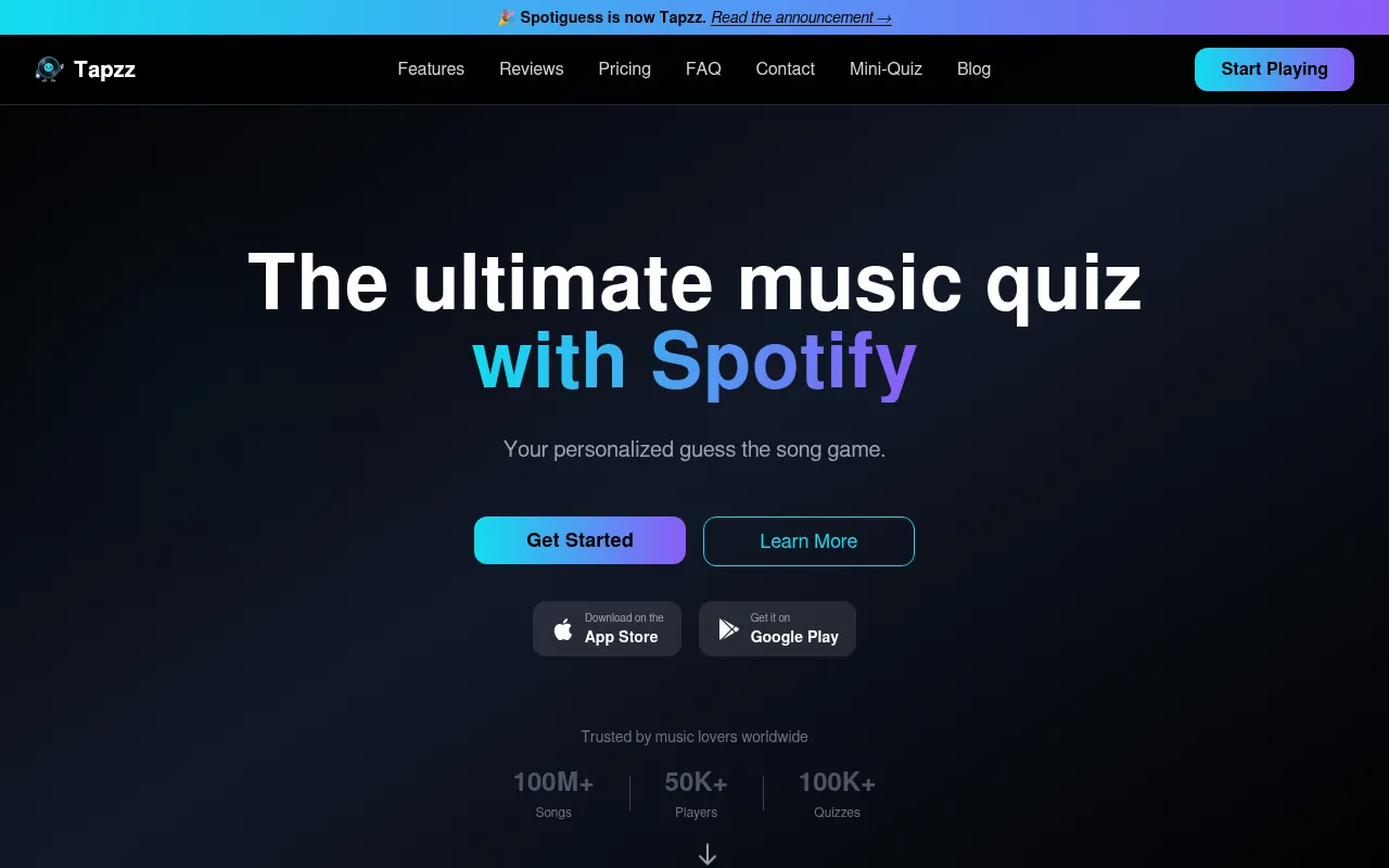 Screenshot of tapzz.com