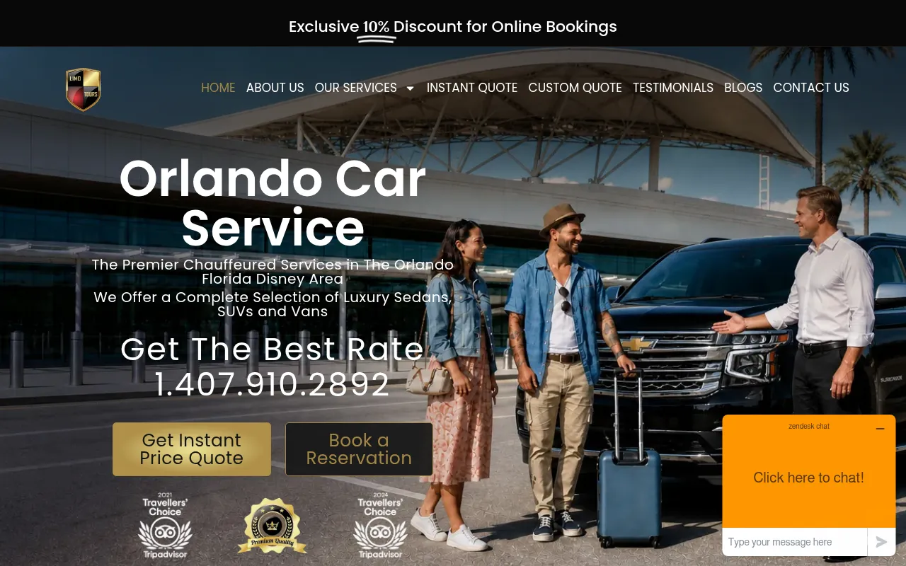 Screenshot of reservations.orlandolimotours.com