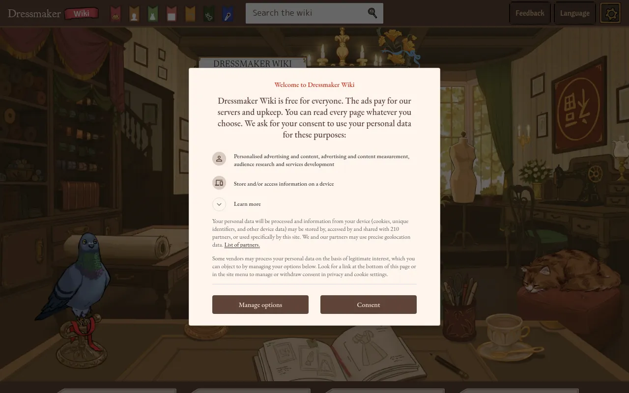 Screenshot of dressmakerwiki.com
