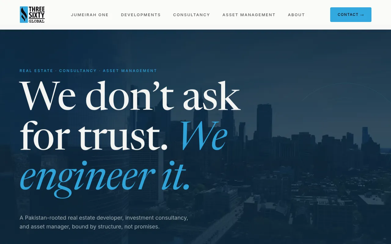 Screenshot of threesixtyglobal.pk