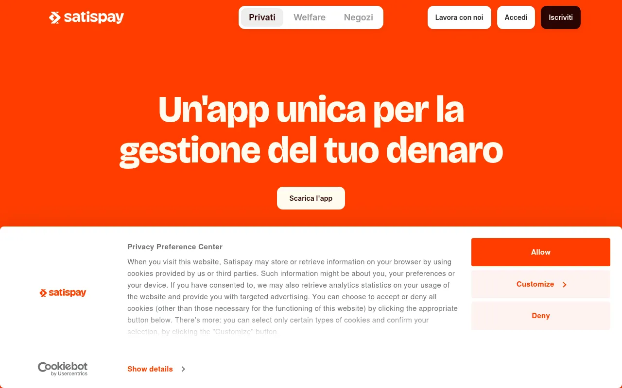 Screenshot of satispay.com