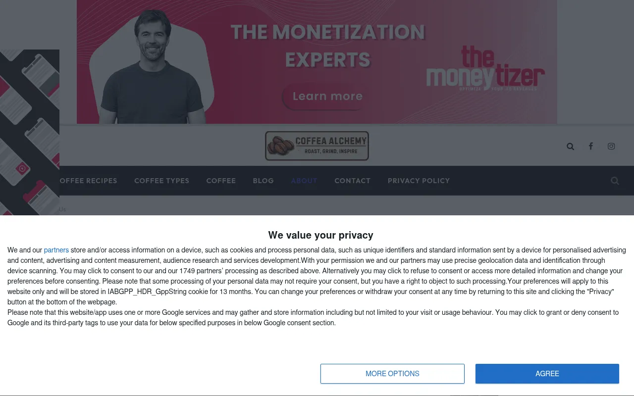 Screenshot of coffeaalchemy.com