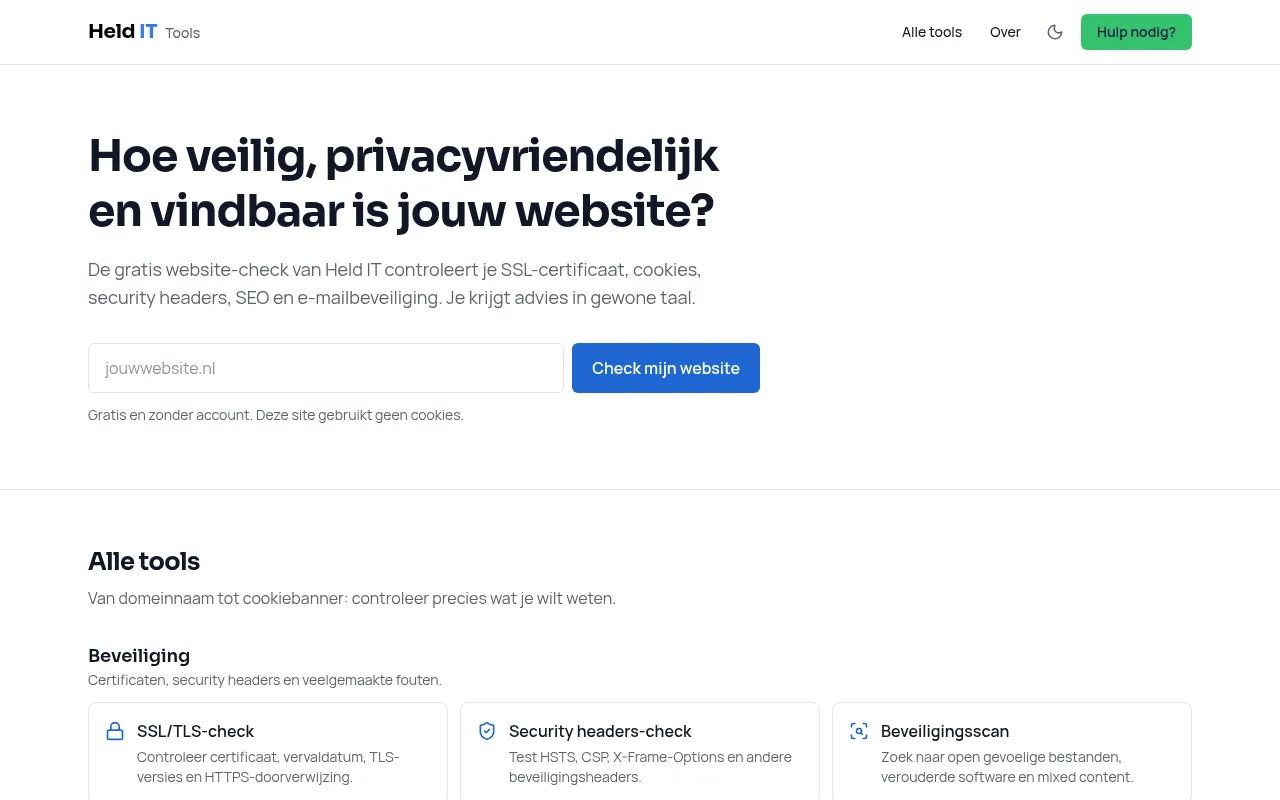 Screenshot of tools.heldit.nl