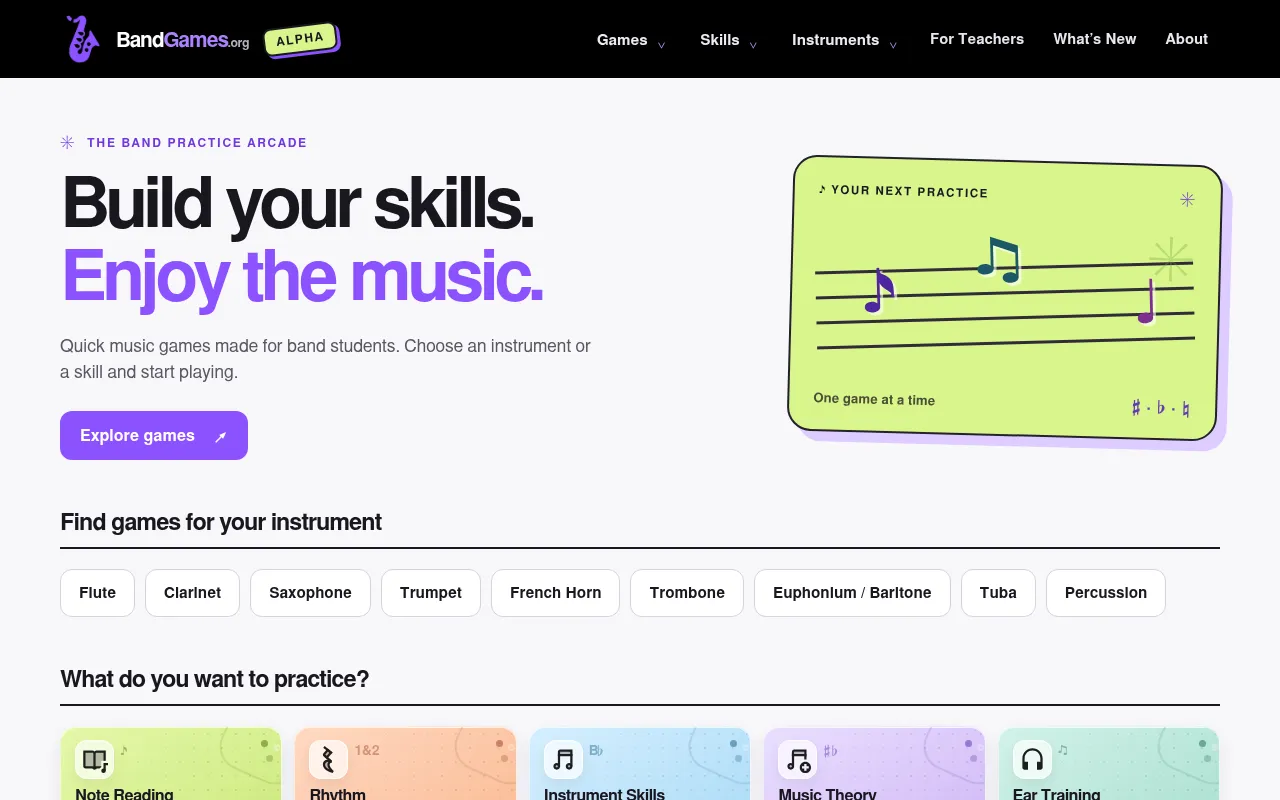 Screenshot of bandgames.org
