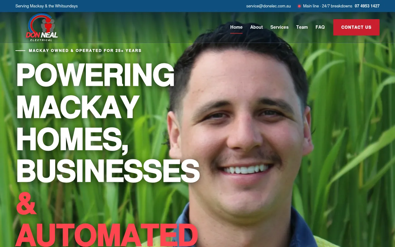 Screenshot of beta.donnealelectrical.com.au