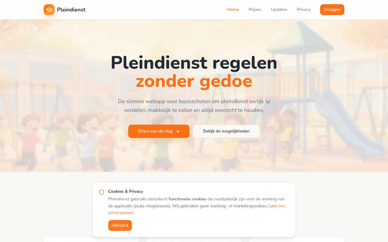Screenshot of pleindienst.nl