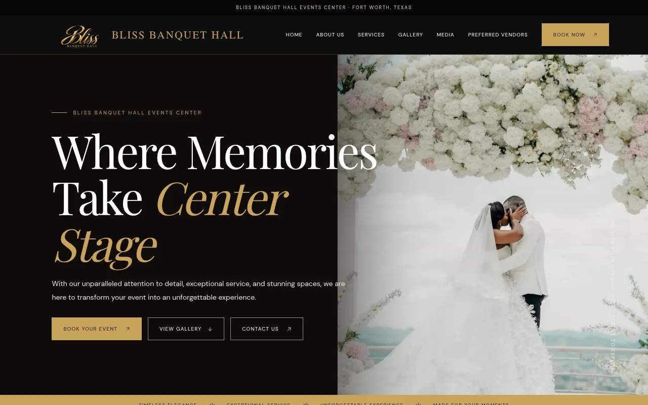 Screenshot of blissbanquethall.com