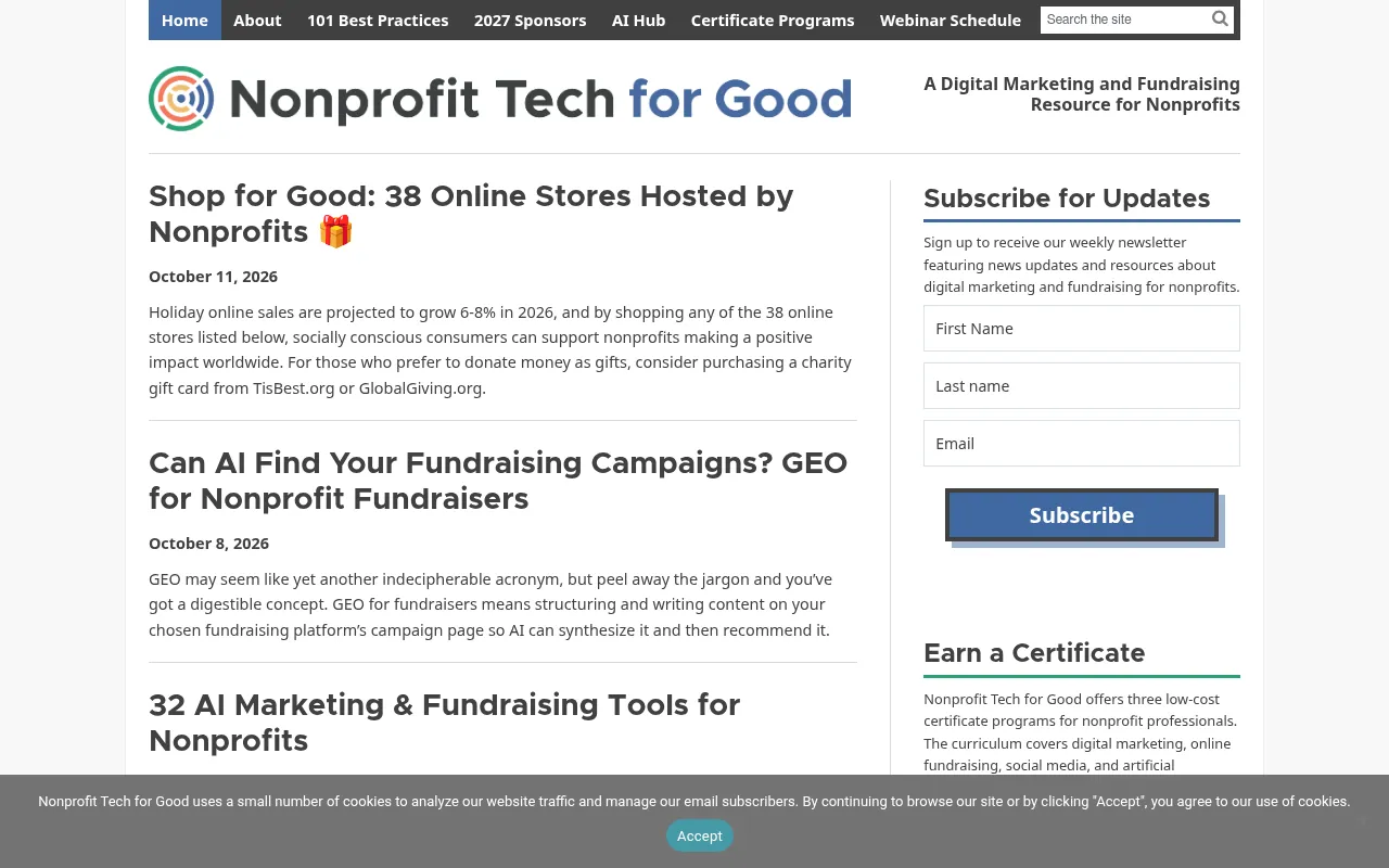 Screenshot of nptechforgood.com
