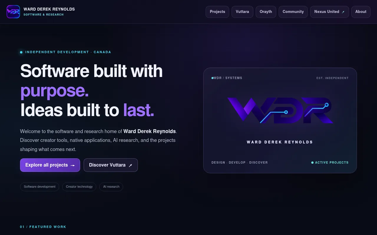 Screenshot of wardderekreynolds.ca