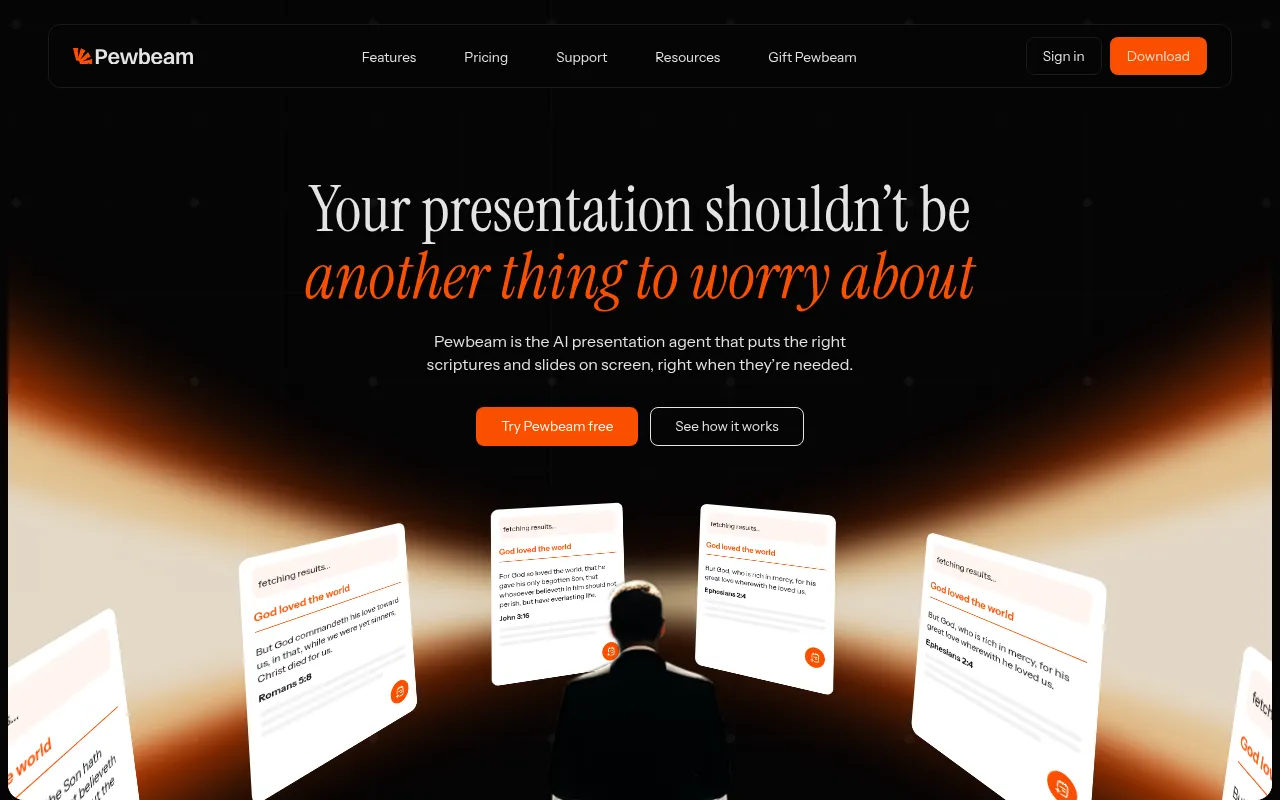 Screenshot of pewbeam.com