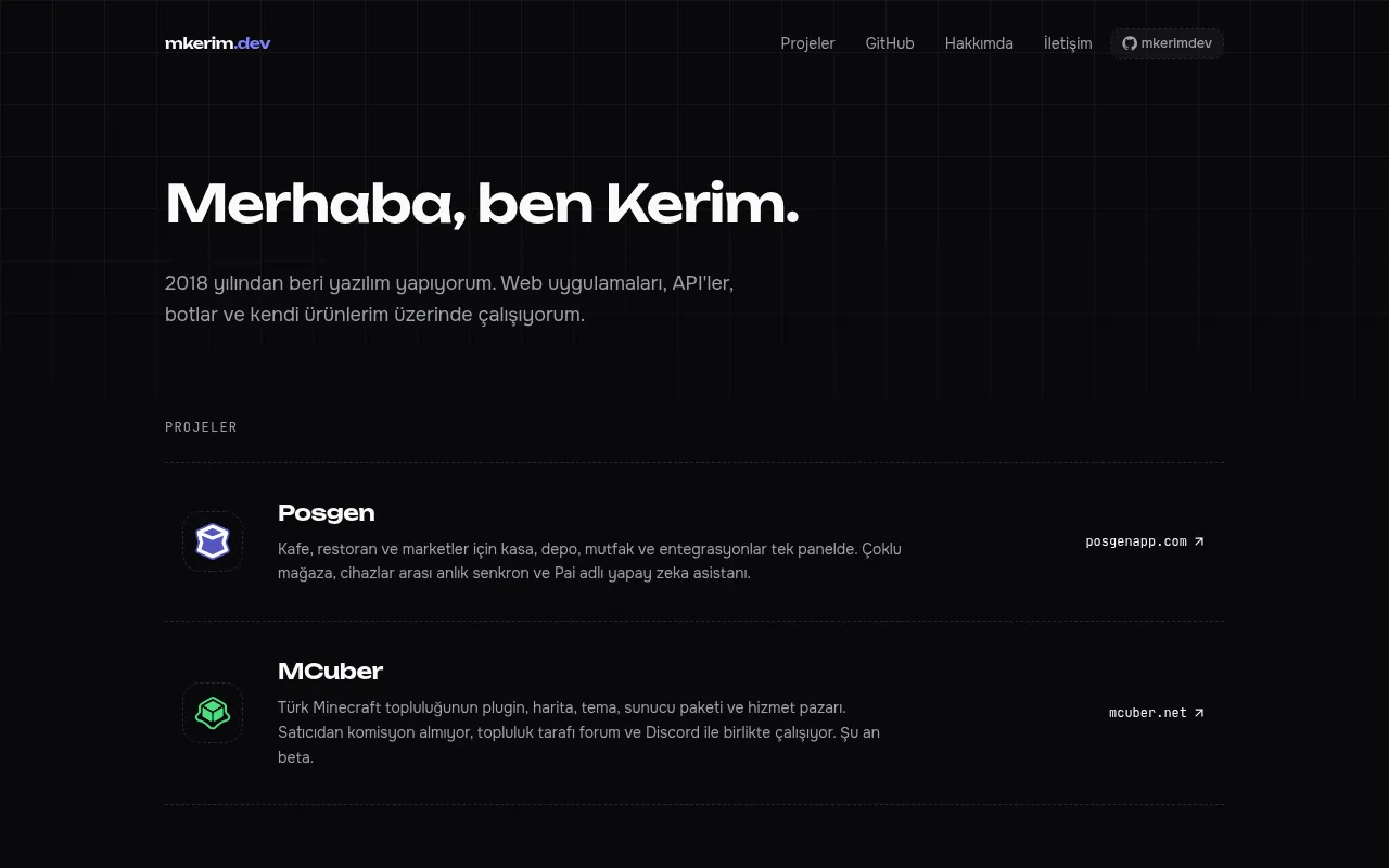 Screenshot of mkerimdev.cloud
