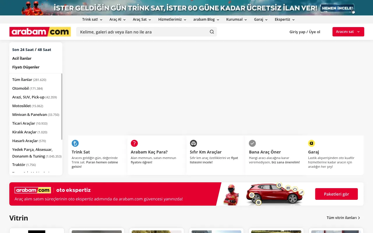 Screenshot of arabam.com
