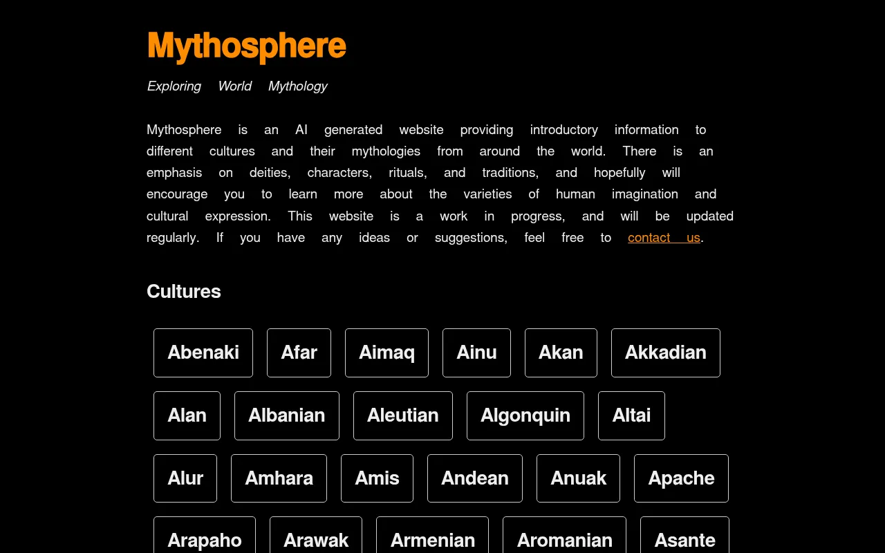 Screenshot of folklore.earth