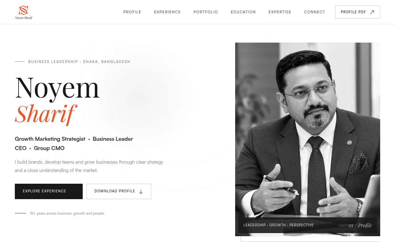 Screenshot of noyemsharif.com