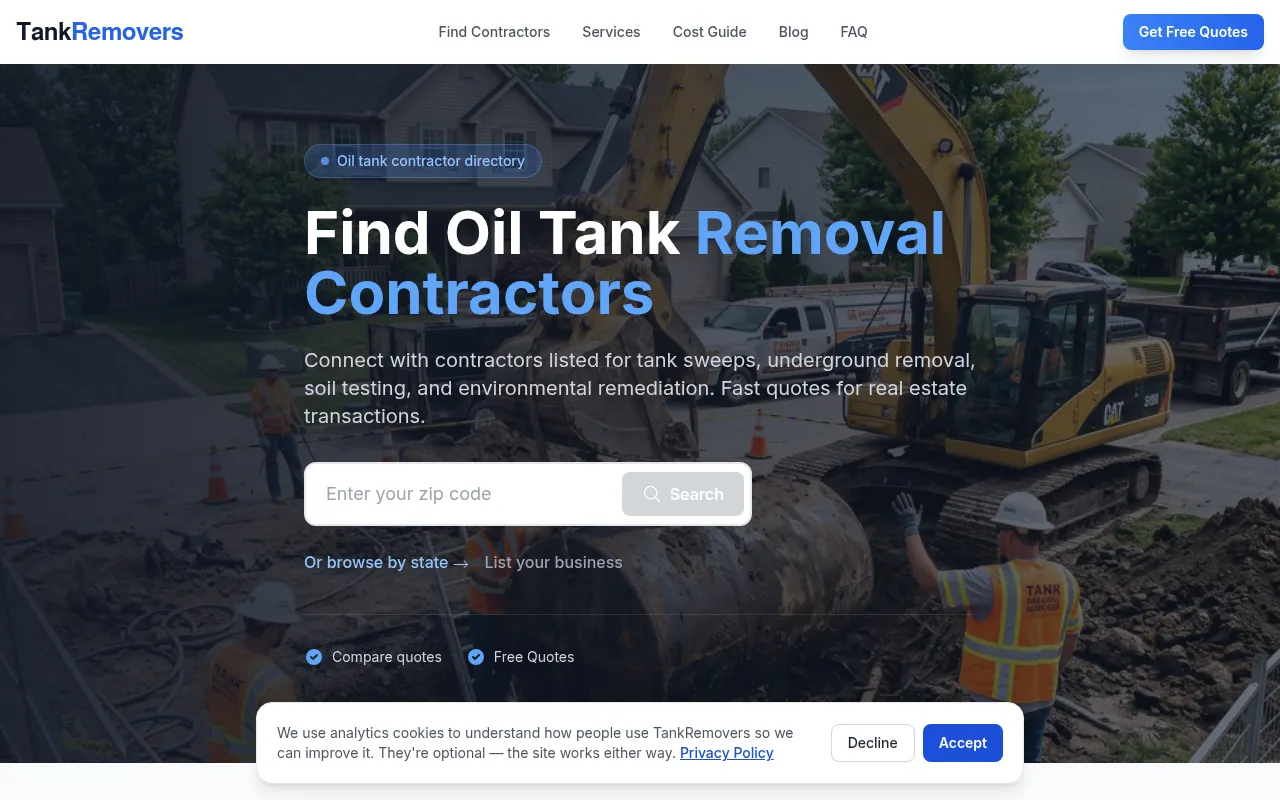 Screenshot of tankremovers.com