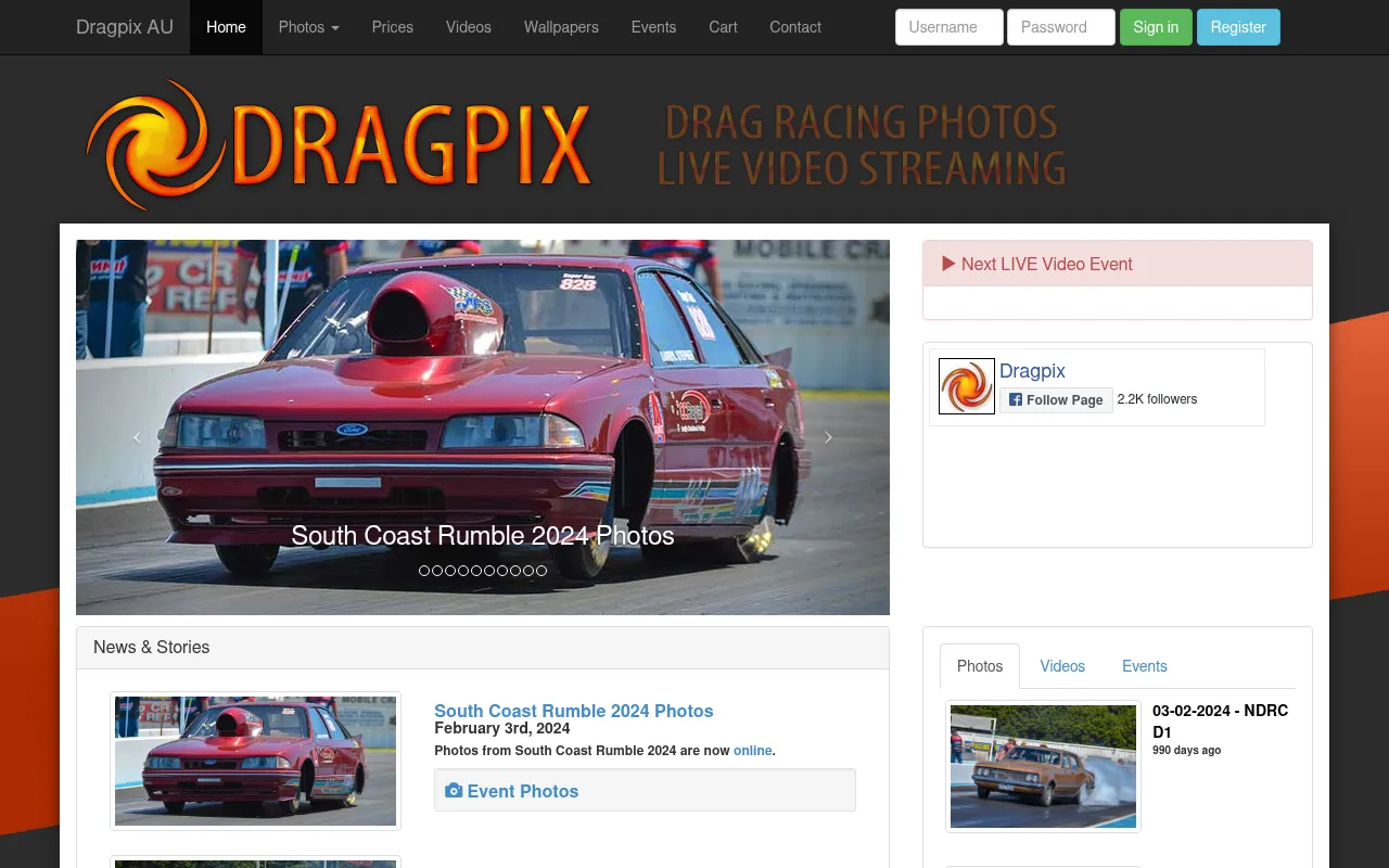 Screenshot of dragpix.net.au