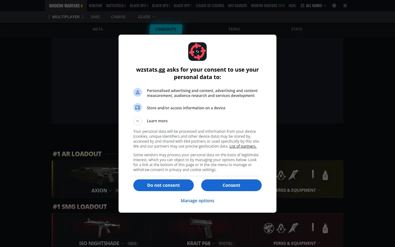 Screenshot of wzstats.gg