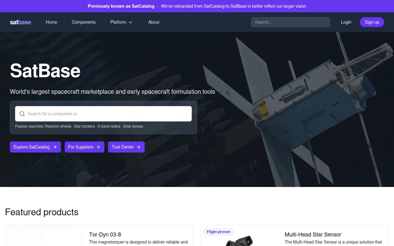 Screenshot of satbase.com