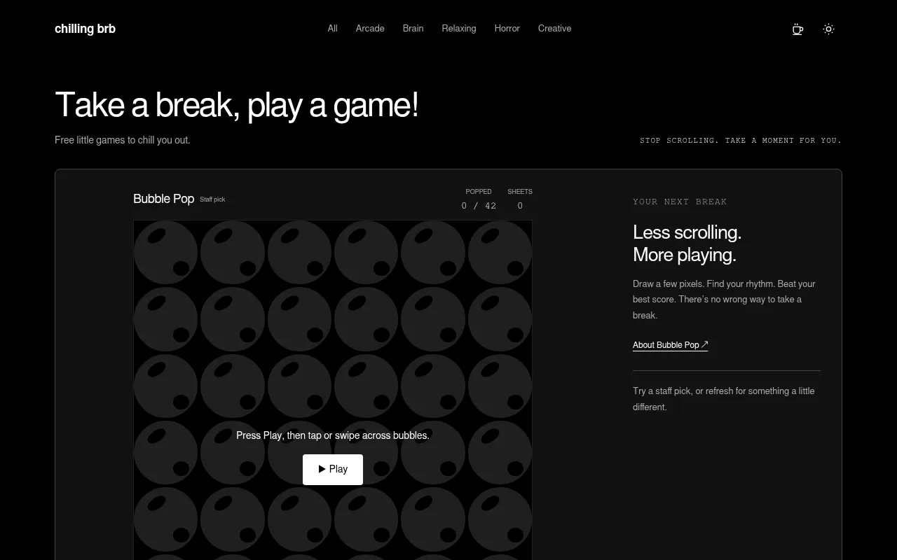 Screenshot of chillingbrb.party