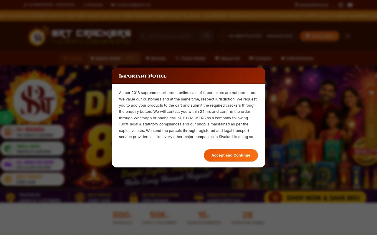 Screenshot of srtcrackers.in