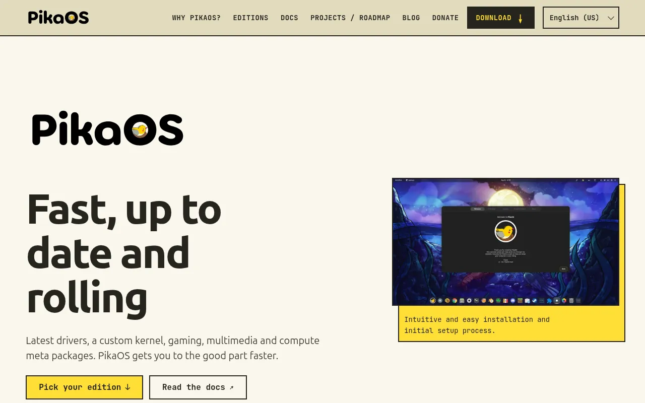 Screenshot of pika-os.com