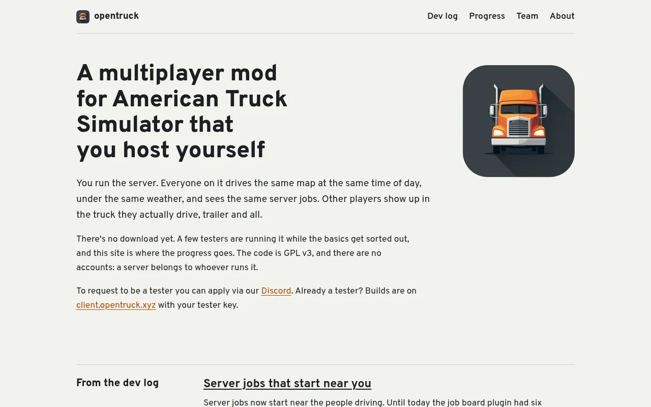 Screenshot of opentruck.xyz