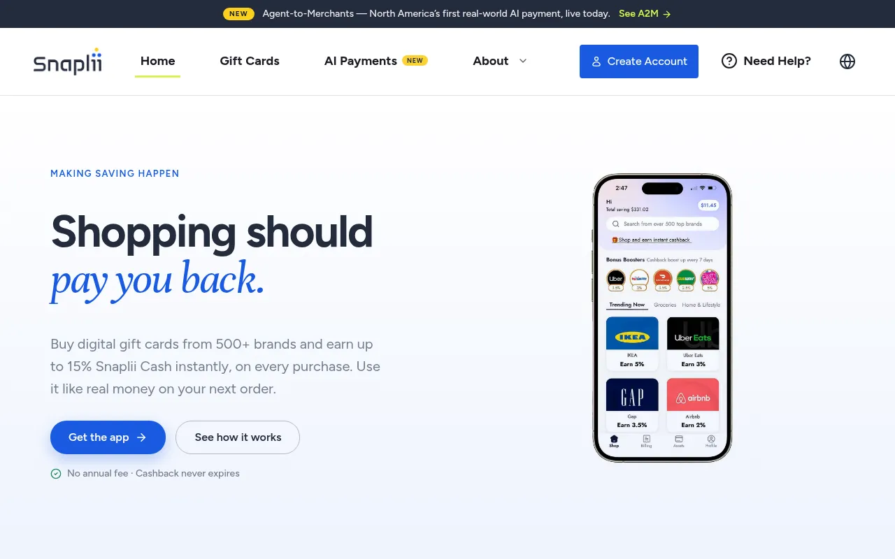 Screenshot of snaplii.com