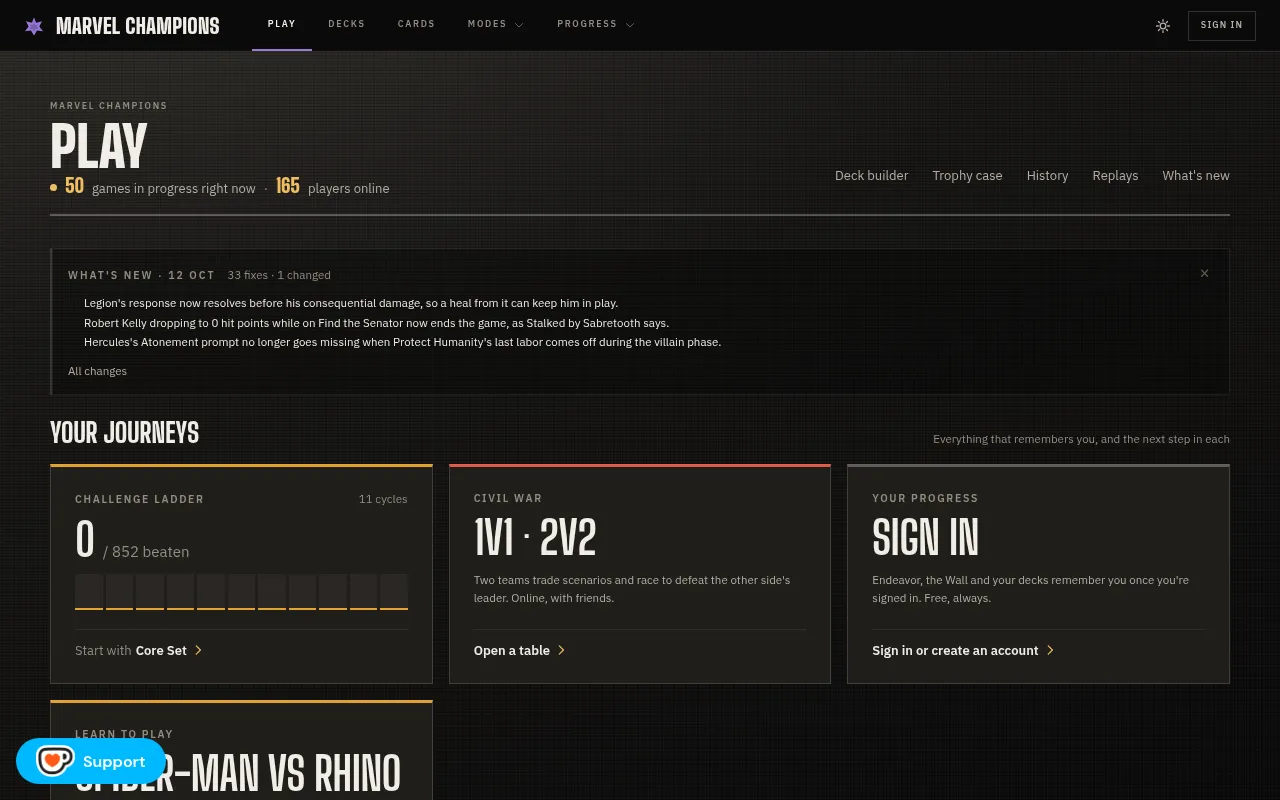 Screenshot of play.marvelsimulator.com