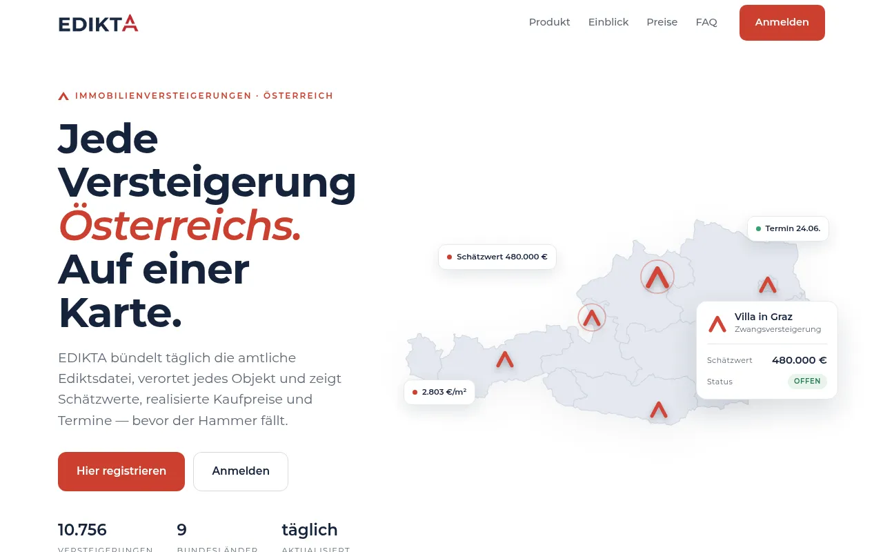 Screenshot of edikta.at