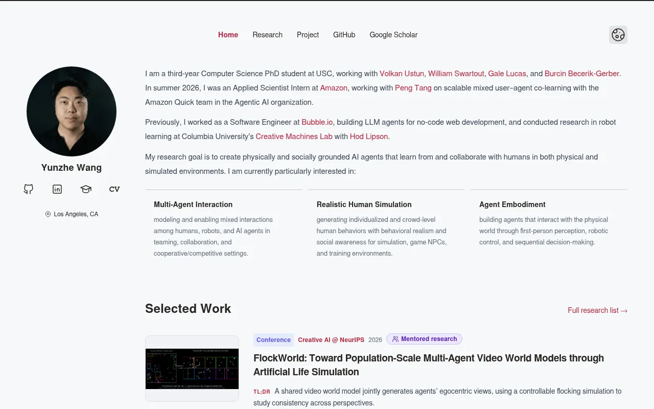 Screenshot of yunzhe.wang