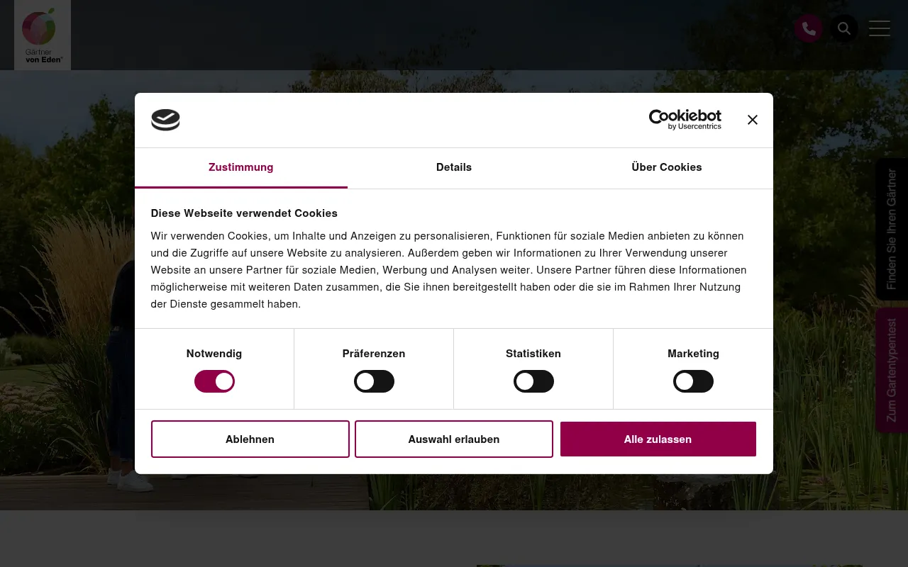 Screenshot of gaertner-von-eden.com