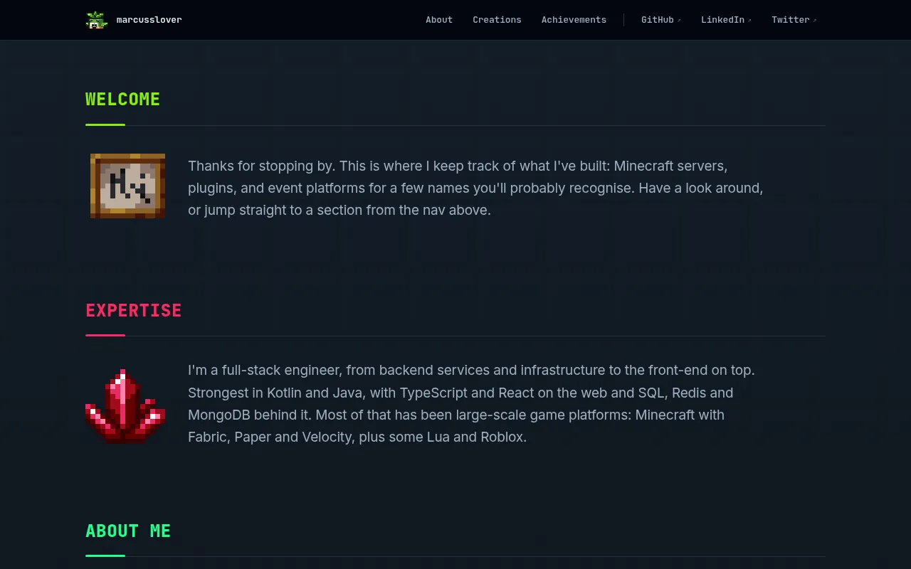 Screenshot of marcusslover.com