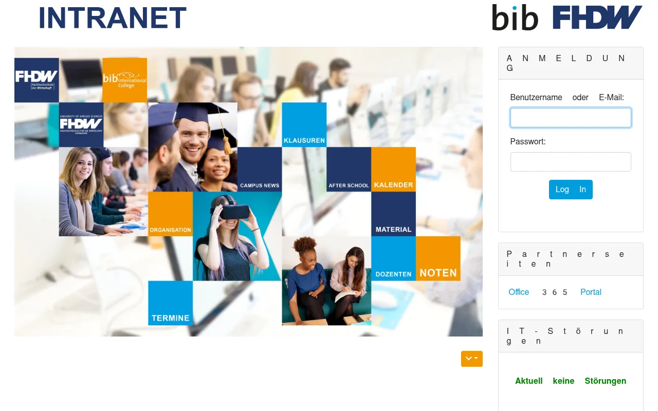 Screenshot of intranet.bib.de
