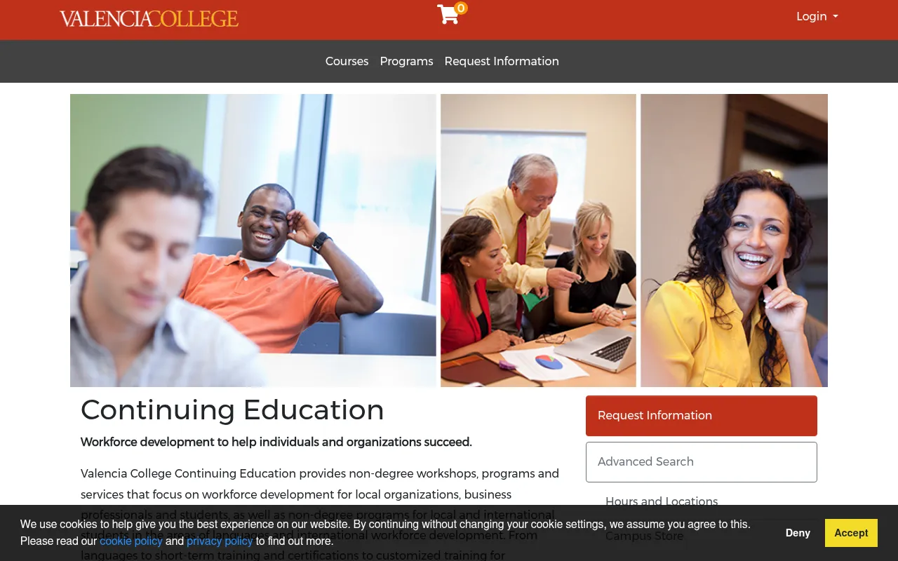 Screenshot of ce.valenciacollege.edu