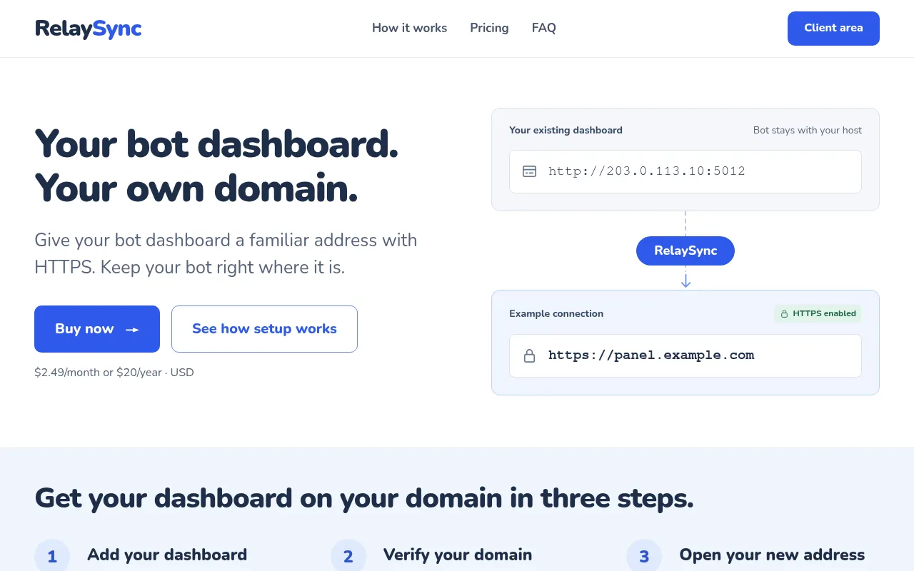 Screenshot of relaysync.dev
